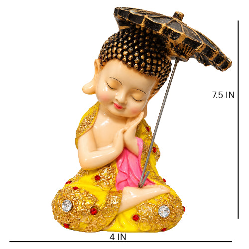 Set of 3 decorative monk showpieces with parasols -premium decorative showpiece for modern home interiors, office desks and stylish spaces