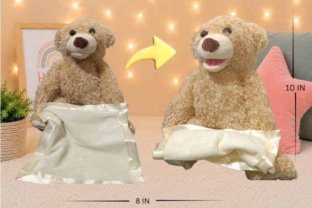 PEEK-A-BOO SPEAK TEDDY BEAR - PLUSH STUFFED ANIMAL WITH MOVING HANKY, -USB RECHARGEABLE | GIFT FOR BOYS AND GIRLS