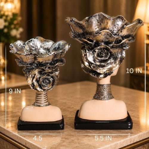 Luxury Lady Face Flower Vase Showpiece Set – Modern Home Décor