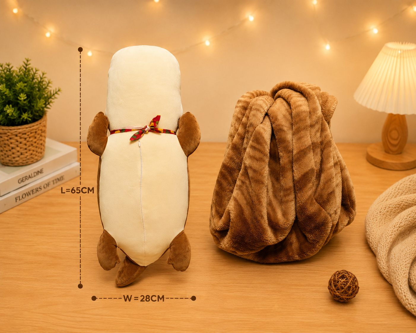 SOFT BROWN CROCODILE PLUSH SOFT TOY WITH BLANKET | GIFT FOR BOY AND GIRL