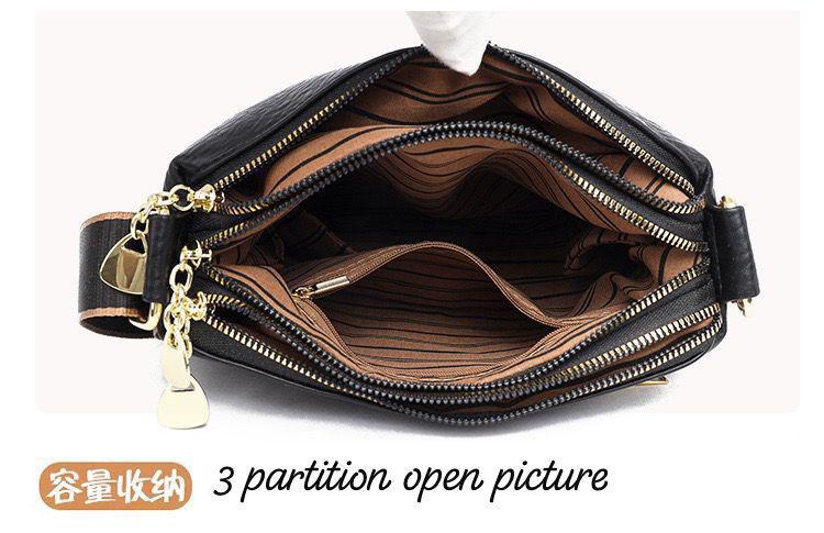 Premium Leather Look 3 Partition Elephant Print Sling & Shoulder Bag for Women
