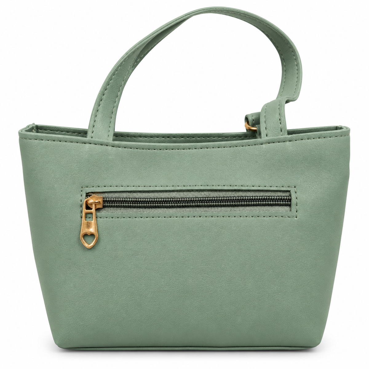 Premium 5 Zip Multi Pocket Tote Handbag with Heart Zippers