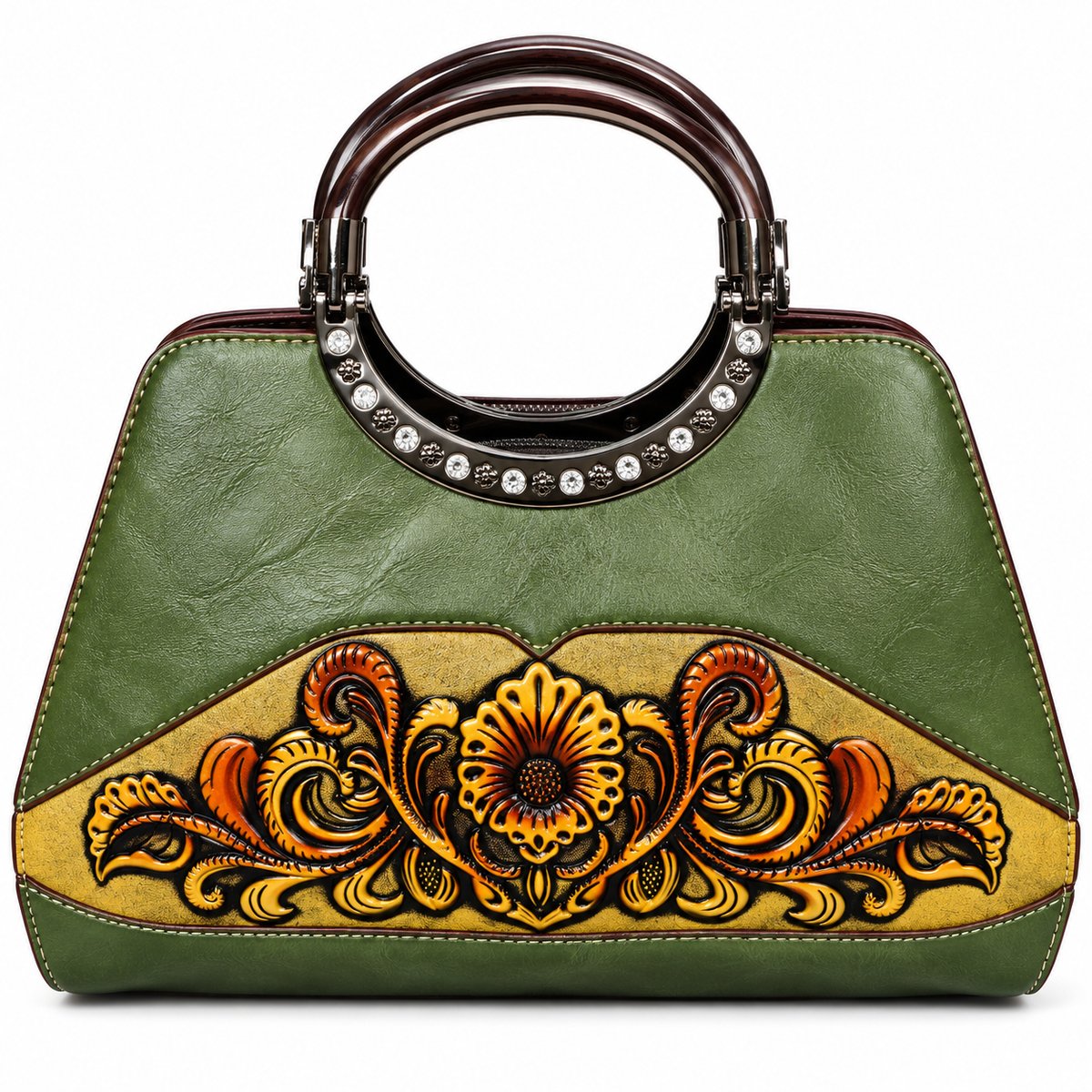 Elegant Burgundy Ring Handle / Sling and Detachable Strap