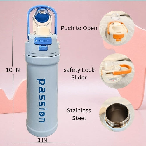 Passion Sports Water Bottle 550ml | Stainless Steel Vacuum Insulated | Leak Proof Hot & Cold Bottle