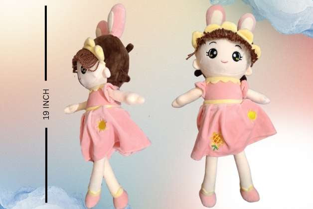RABBIT EAR DOLL SOFT TOY (PINK) | FROK DOLL | GIFT FOR GIRLS