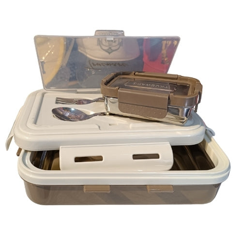 Lunch Box with Free Water Bottle & Stainless Steel Veggie Container | BPA-Free Food Grade Material | Hot & Fresh Food Storage