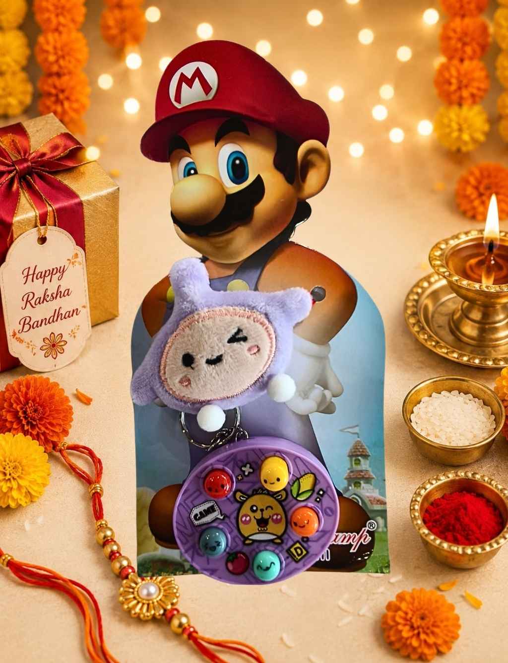 Kids Sensory Push Pop Rakhi with Plush Toy – Interactive Fidget Rakhi for Boys & Girls