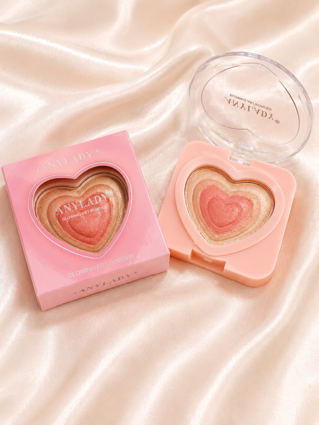 ANYLADY Heart-Shaped Dual Tone Highlighter | Radiant Glow Art Powder