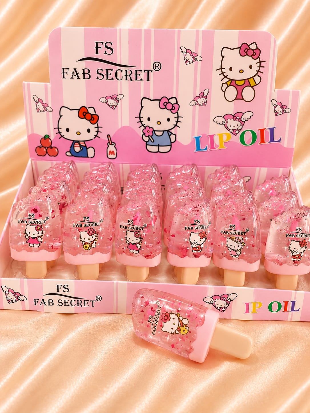 Fab Secret Ice Lolly Lip Oil Cute Character Glittering Popsicle Lip Gloss
