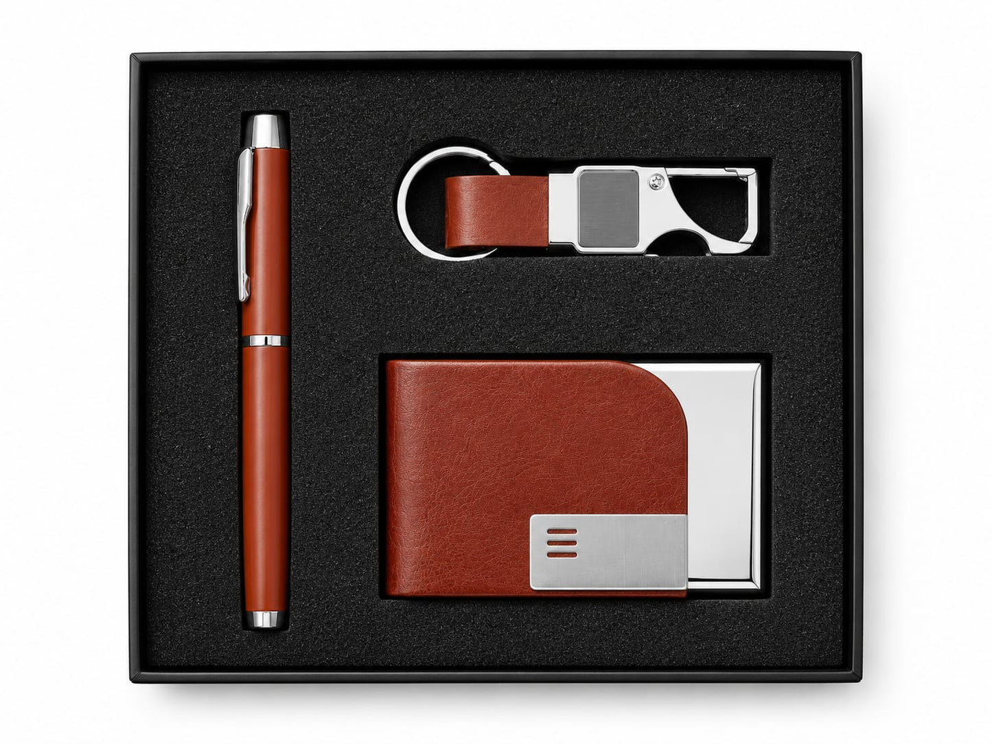Elegant 3-in-1 Men's Gift Set | Premium Pen, Keychain & Card Holder Combo