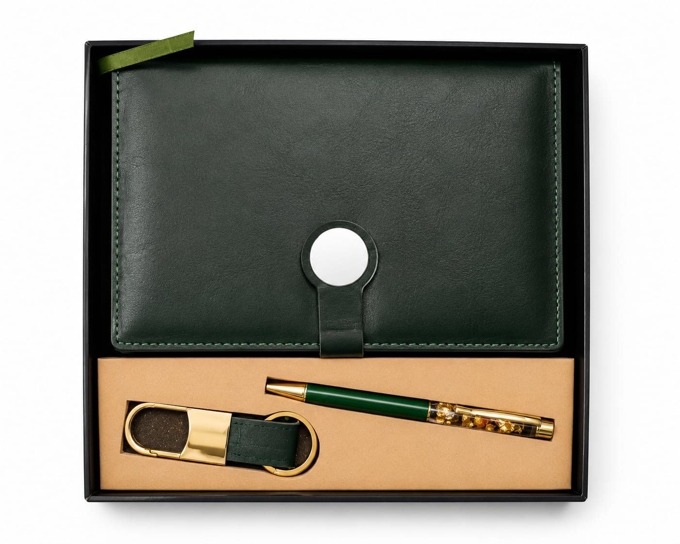 Premium Green Luxury Diary, Pen & Keychain Gift Box