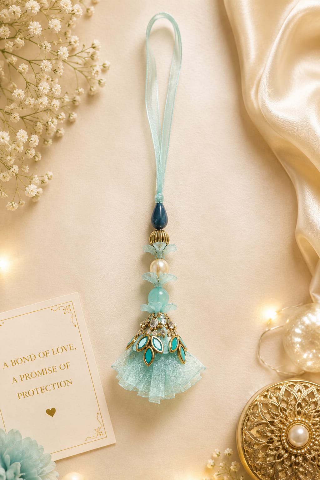 Designer Stone Lumba Rakhi | Decorative Hanging Tassel For Bhabhi