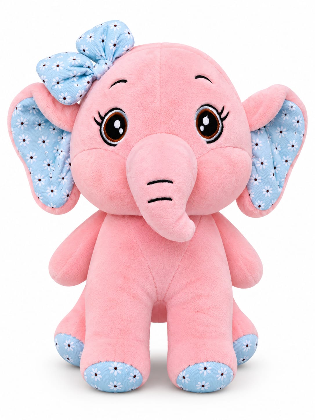 Cute Blue Elephant Plush Soft Toy with Pink Bow β Soft & Huggable Toy for Kids