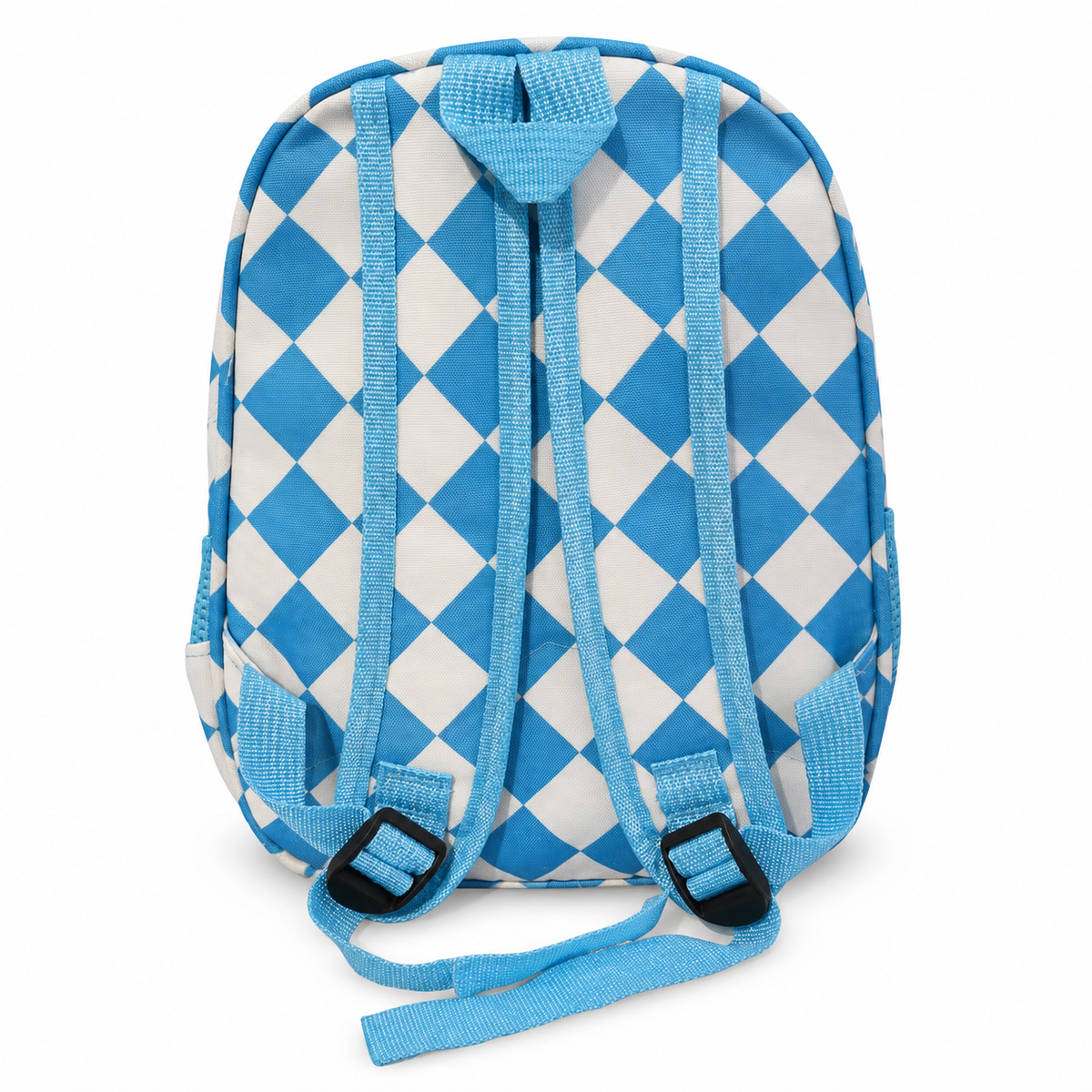 Kids School Backpack for Boys & Girls | 2 Zipper Spacious School Bag with 2 Side Pockets | Cute Blue Printed Backpack