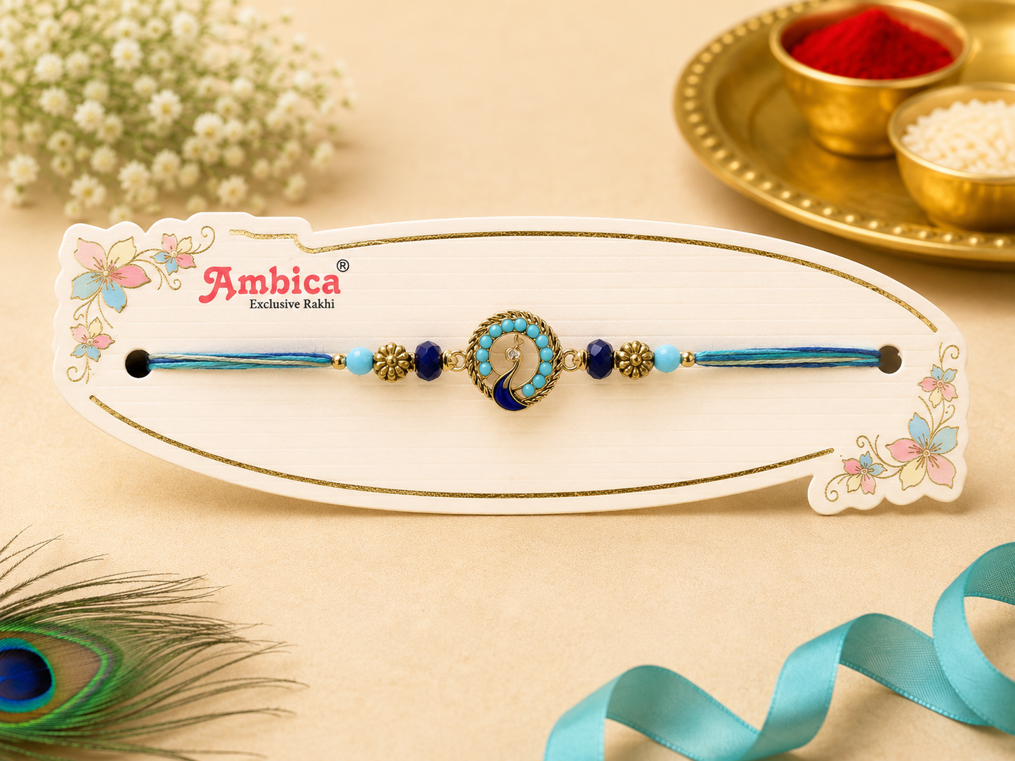 Premium Peacock Designer Rakhi for Brother – Elegant Raksha Bandhan Rakhi