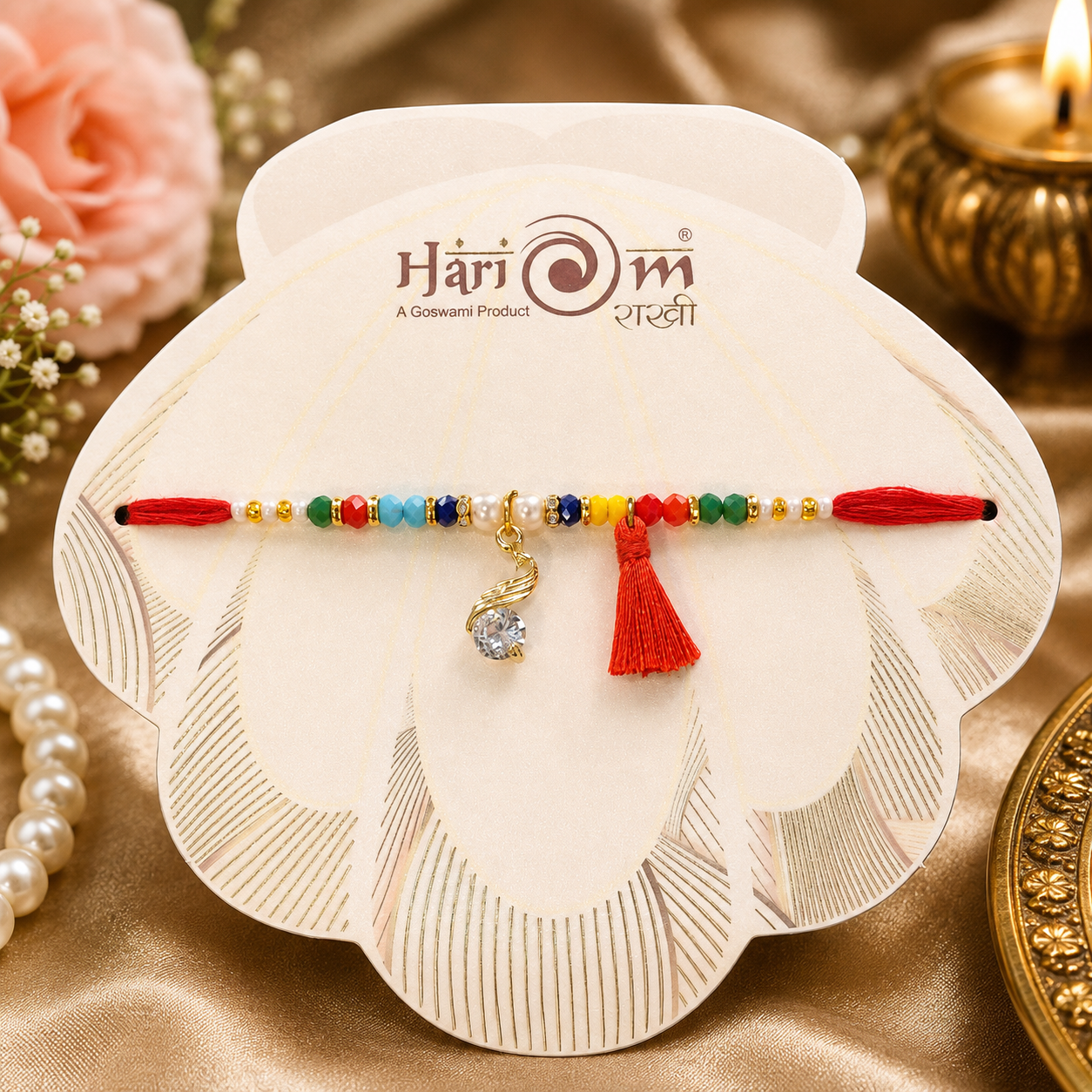 Traditional Rakhi with Heavy Metal Pendant & Tassel