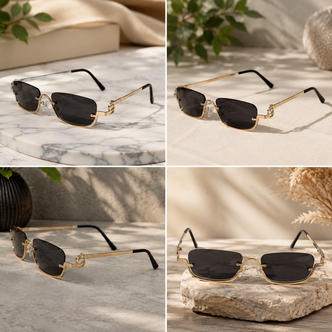 Luxury Rimless Diamond Shape Sunglasses