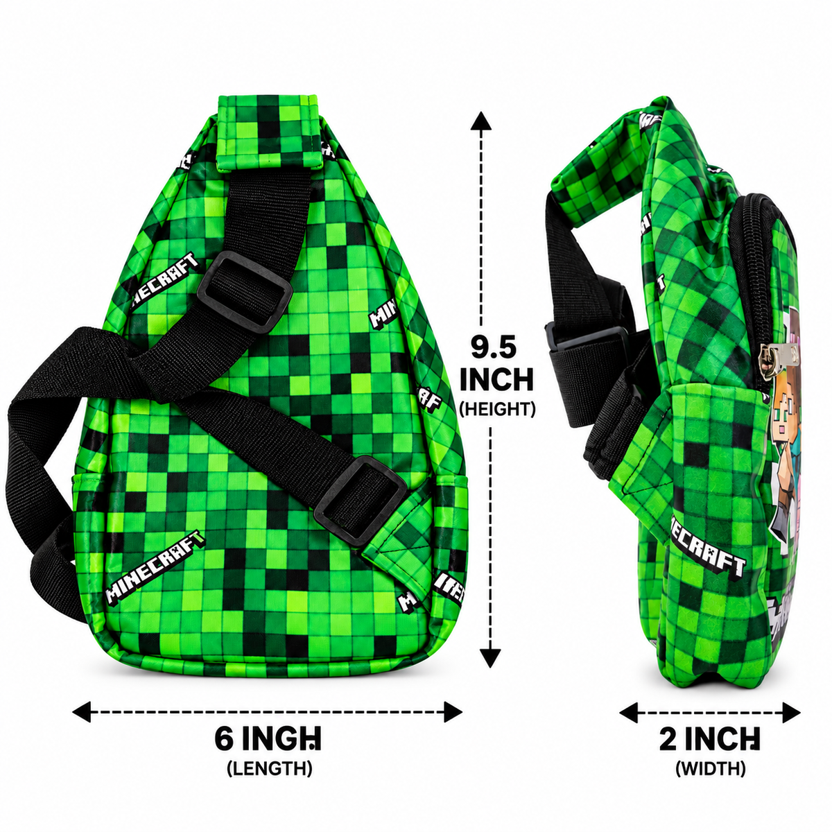 Kids Dinosaur Sling Backpack for Boys & Girls | 2 Zipper Cute Dino Printed Mini Backpack