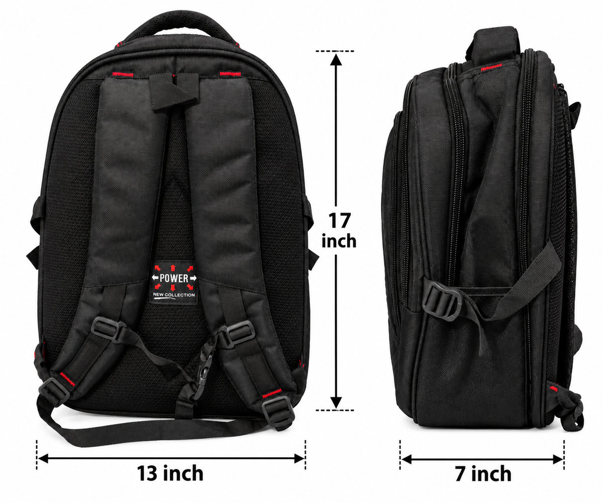 Power Backpack for Men & Women | 5 Zipper Spacious Backpack with 2 Side Bottle Pockets | Laptop & Travel Bag