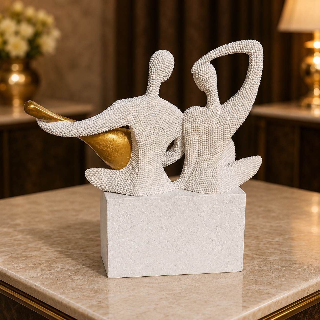 Modern Abstract Couple Statue Showpiece – Luxury Home Décor