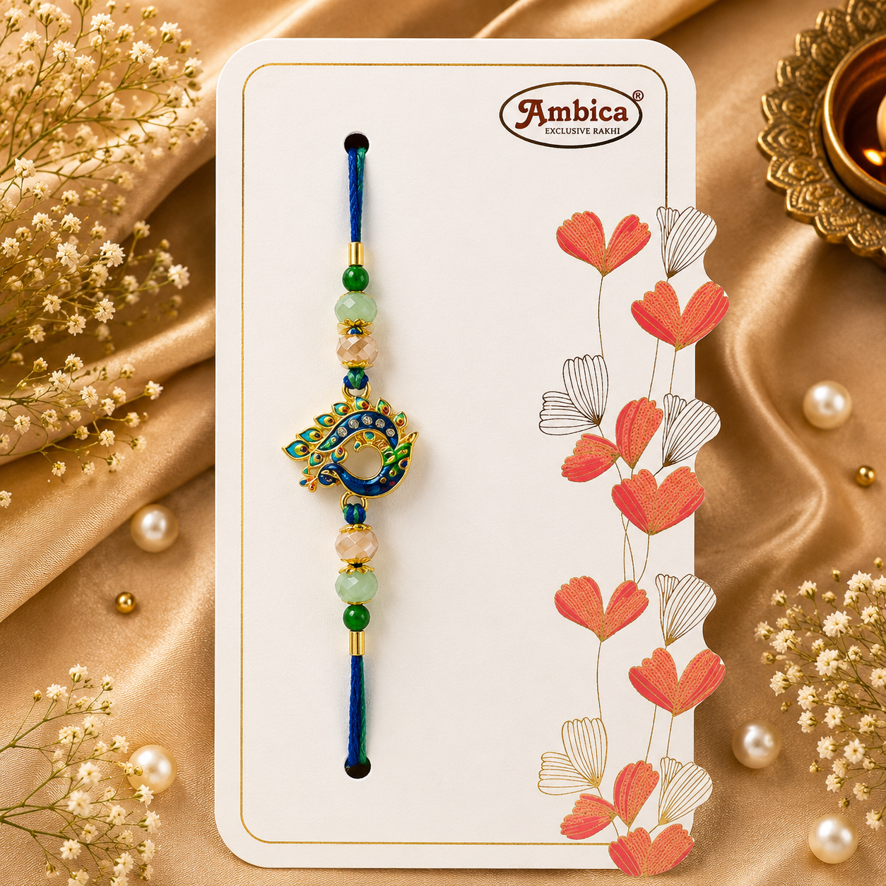 Premium AD Peacock Designer Rakhi for Brother – Elegant Raksha Bandhan Special Rakhi