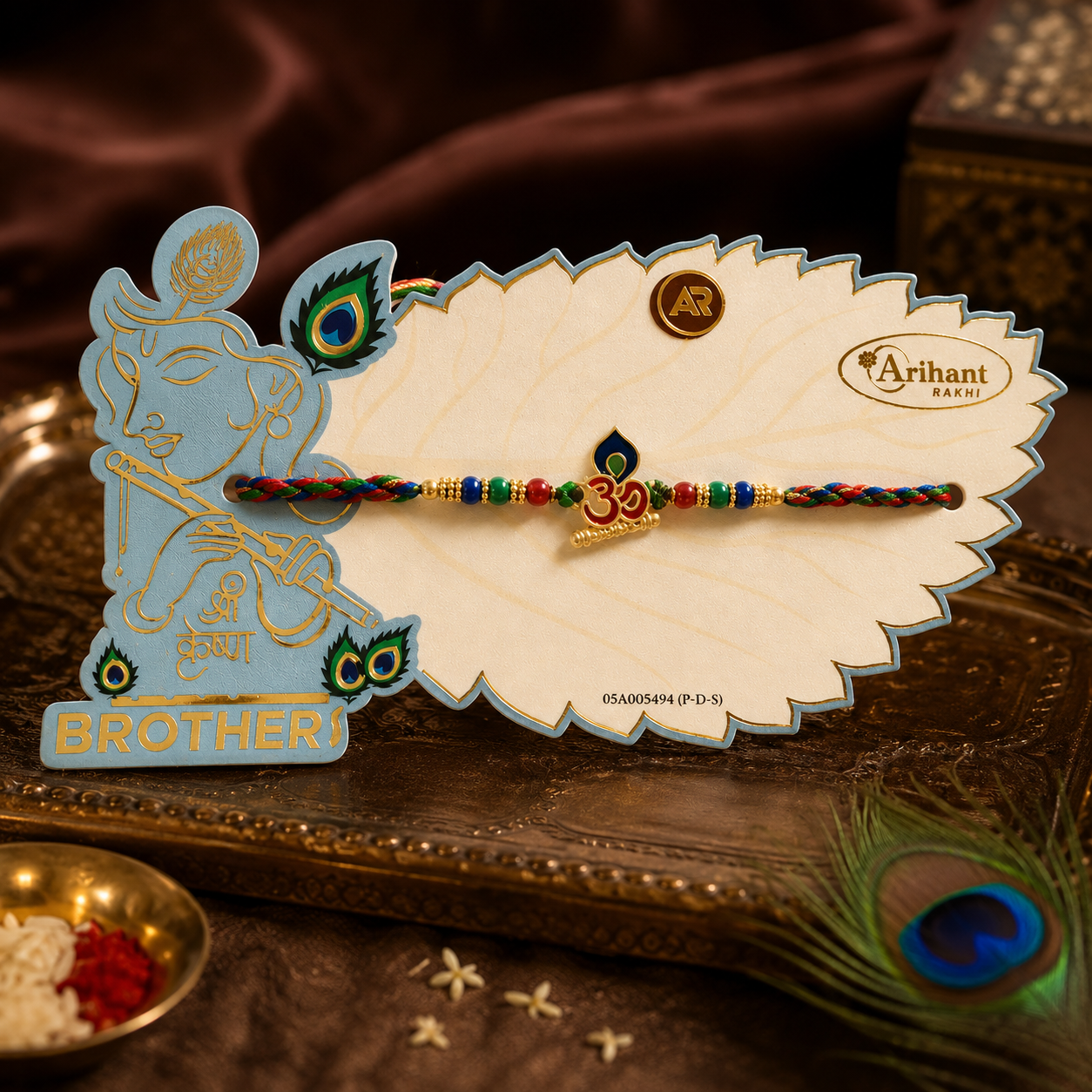 Shree Krishna Om Rakhi | Premium Metal Om Charm Rakhi | Designer Raksha Bandhan Rakhi
