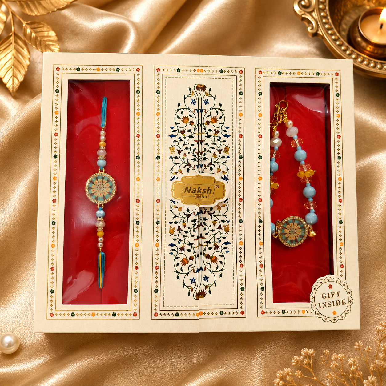 Premium AD Rakhi Gift Set with Bracelet & Keychain | Luxury Gift Box | Best Quality Rakhi Combo