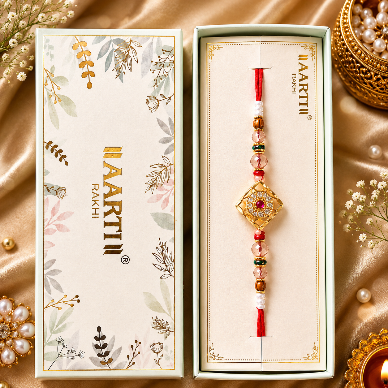 Premium AD Designer Rakhi with Luxury Gift Box – Elegant Raksha Bandhan Special Rakhi