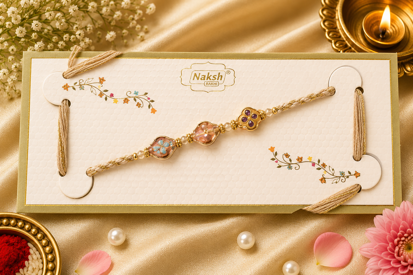 Premium Designer Stone Rakhi for Brother – Elegant Raksha Bandhan Special