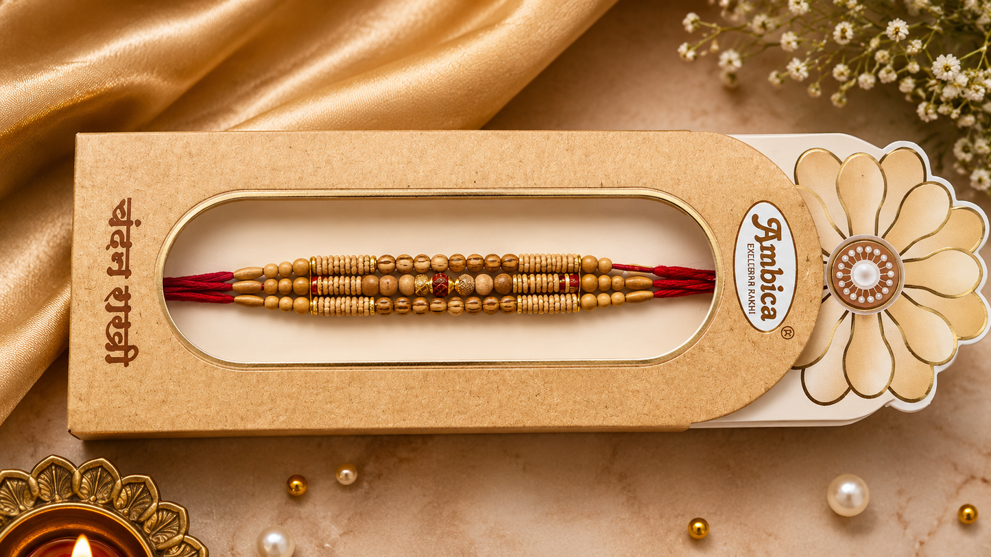 Premium Chandan Fragrance Rakhi with Luxury Gift Box – Divine Sandalwood Raksha Bandhan Rakhi