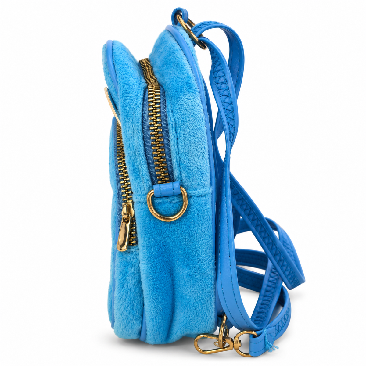 Cute Blue Cat Kids Mini Backpack for Girls | 2 Zipper Plush Backpack with Adjustable Straps | Stylish Small Day Bag