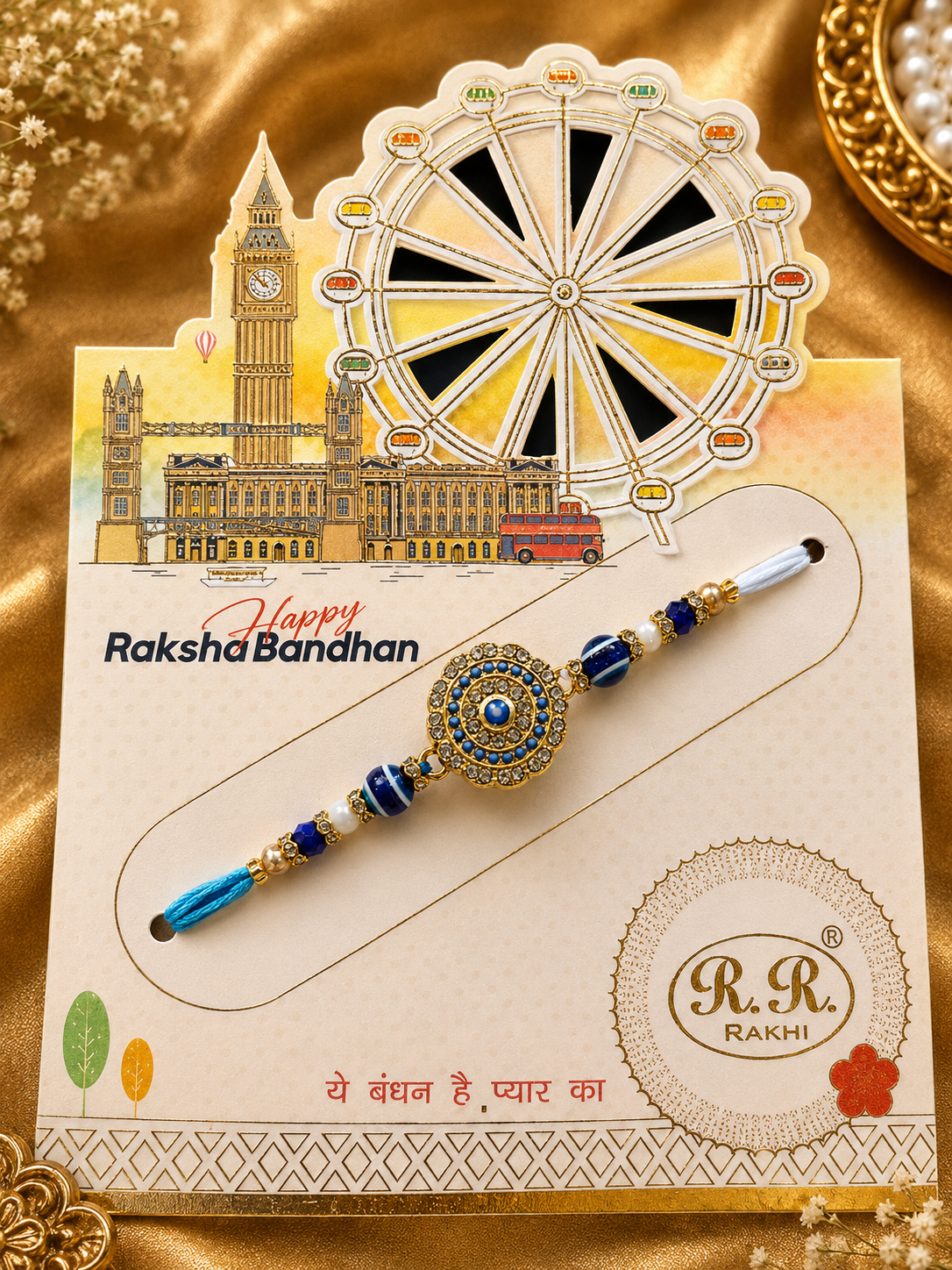 Luxury heavy Metal Pendant Spinner AD Rakhi – Premium Raksha Bandhan Special