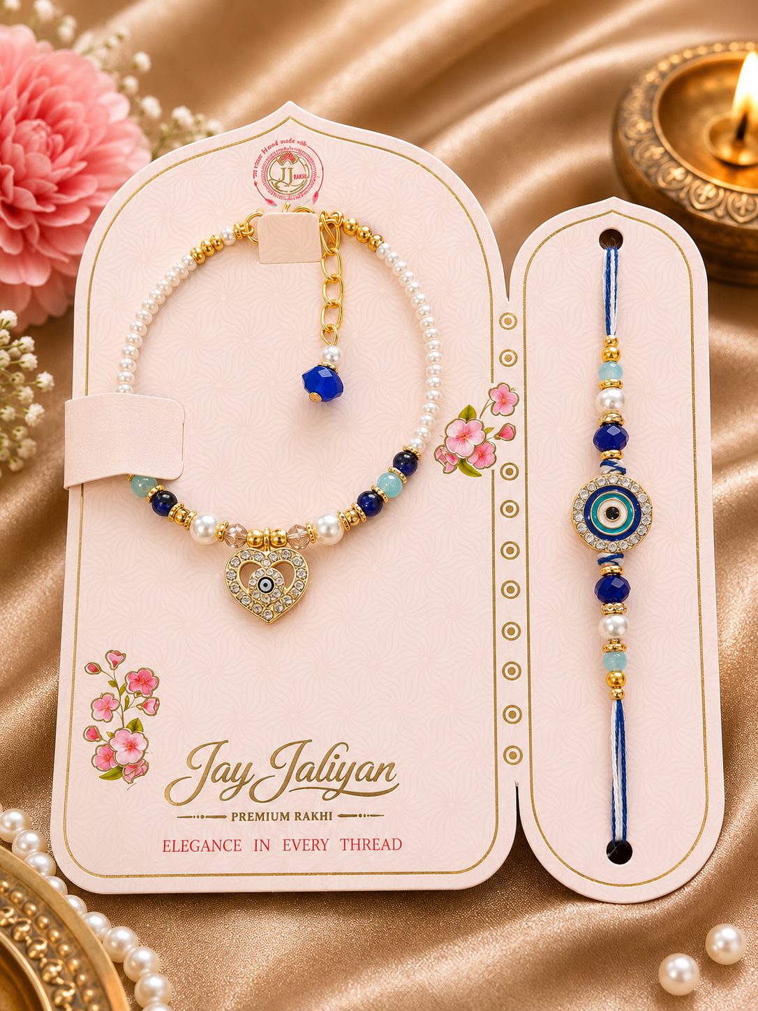 Premium AD Evil Eye Rakhi Combo with Bracelet | Designer Rakhi Set