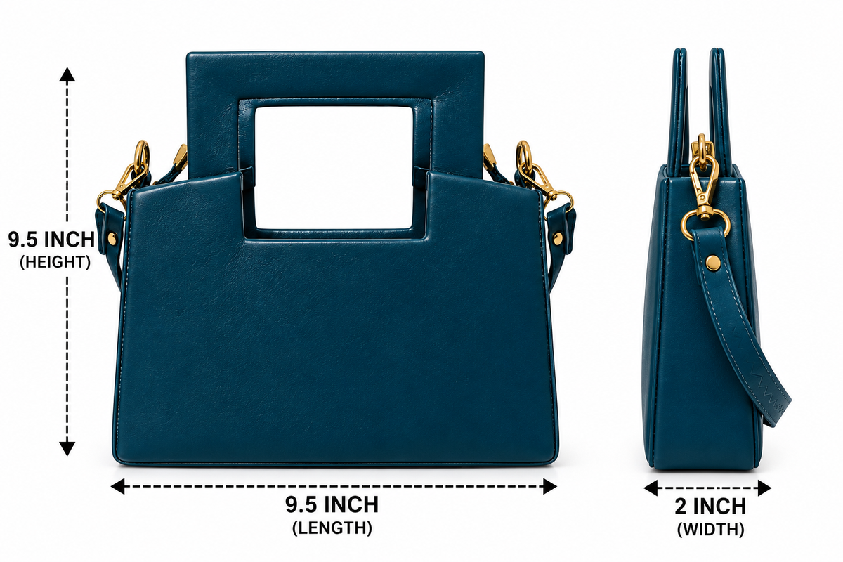 Elegant Blue Structured Handbag with Scarf Detail | Stylish Premium Fashion Bag