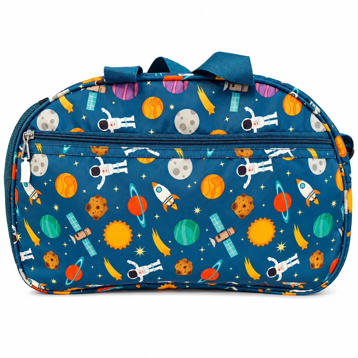 Space Theme Travel Duffle Bag | 2 Zipper Spacious Carry Bag for Boys & Girls | Astronaut & Planet Printed Travel Bag