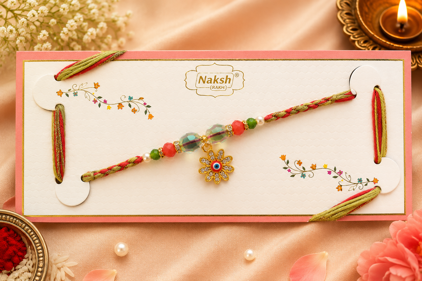 Premium AD Evil Eye Designer Rakhi for Brother – 3 Color Raksha Bandhan Special