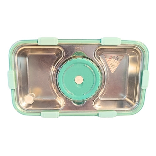 Premium Stainless Steel Compartment Lunch Box | Leak-Proof Bento | Pink & Green