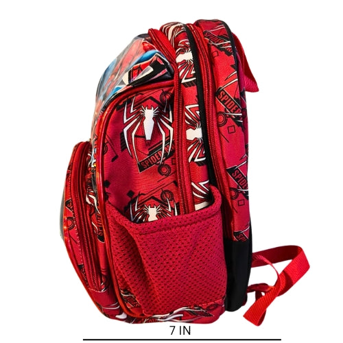Spider-Man Kids School Backpack | 3-Zipper Spacious School Bag | Marvel Superhero Printed Backpack with Side Mesh Pockets