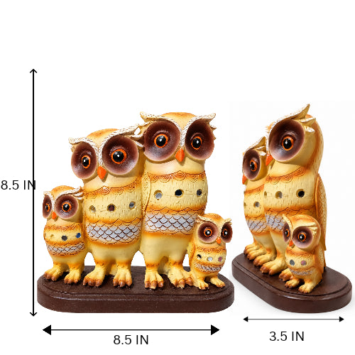 luxury artistic home decor showpiece for living room, office, study and tabletop decoration – cute owl family figurine