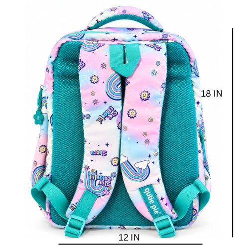 Rainbow Kids School | 4 Zipper Spacious School Bag | Lightweight &amp; Stylish with Side Pockets and Detachable Pouch