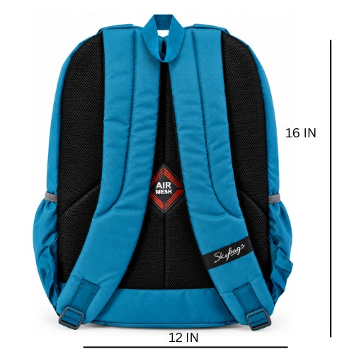 Blue School Backpack with 4 Zipper Compartments, Front Heart Print, Side Bottle Pockets &amp; Air Mesh Back – School &amp; Picnic Bag