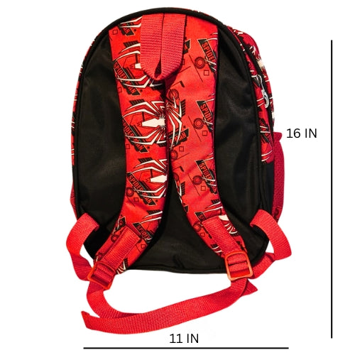 Spider-Man Kids School Backpack | 3-Zipper Spacious School Bag | Marvel Superhero Printed Backpack with Side Mesh Pockets