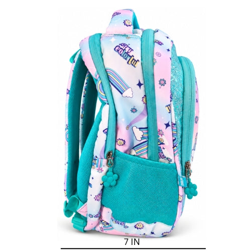 Rainbow Kids School | 4 Zipper Spacious School Bag | Lightweight &amp; Stylish with Side Pockets and Detachable Pouch