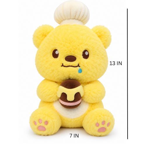 Cute Chef Bear Plush Soft Toy – Super Soft &amp; Huggable Teddy with Dessert