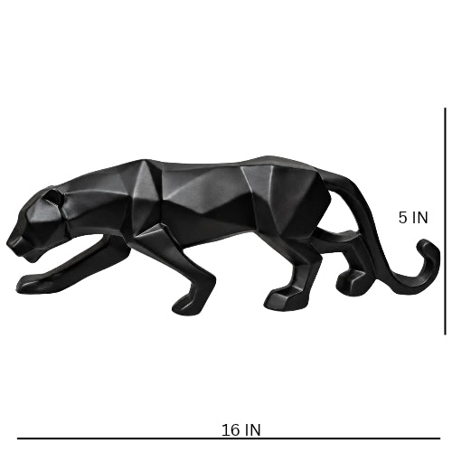 geometric black panther sculpture – luxury artistic home decor showpiece for living room, office, study and tabletop decoration