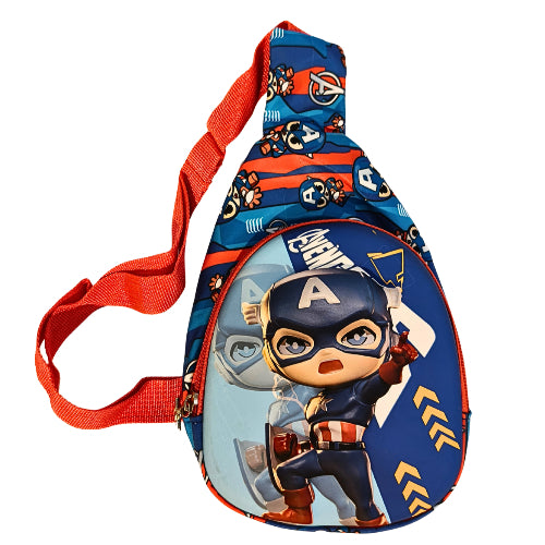 Kids 3D Cartoon Sling Bag for Boys | Single Zipper Crossbody Shoulder Bag | Cute Character Design