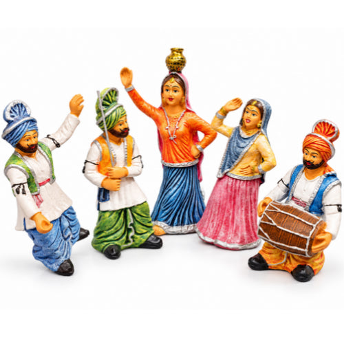 Set Punjabi folk dance figurines set - luxury artistic home decor showpiece for living room, office, study and tabletop decoration