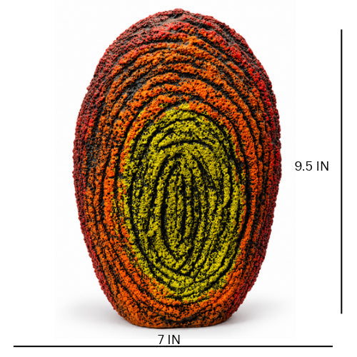 Textured buddha grotto with vibrant orange and yellow detailing - luxury artistic home decor showpiece for living room, office, study and tabletop decoration