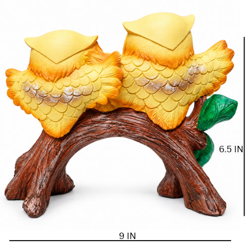 Three owl family tree figurine – luxury artistic home decor showpiece for living room, office, study and tabletop decoration