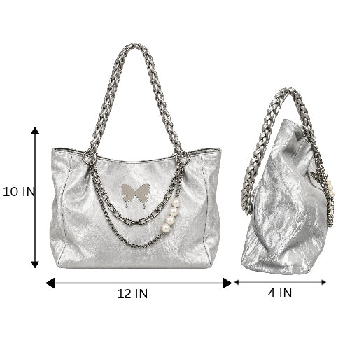 Metallic Butterfly Chain Sling / hand Bag
